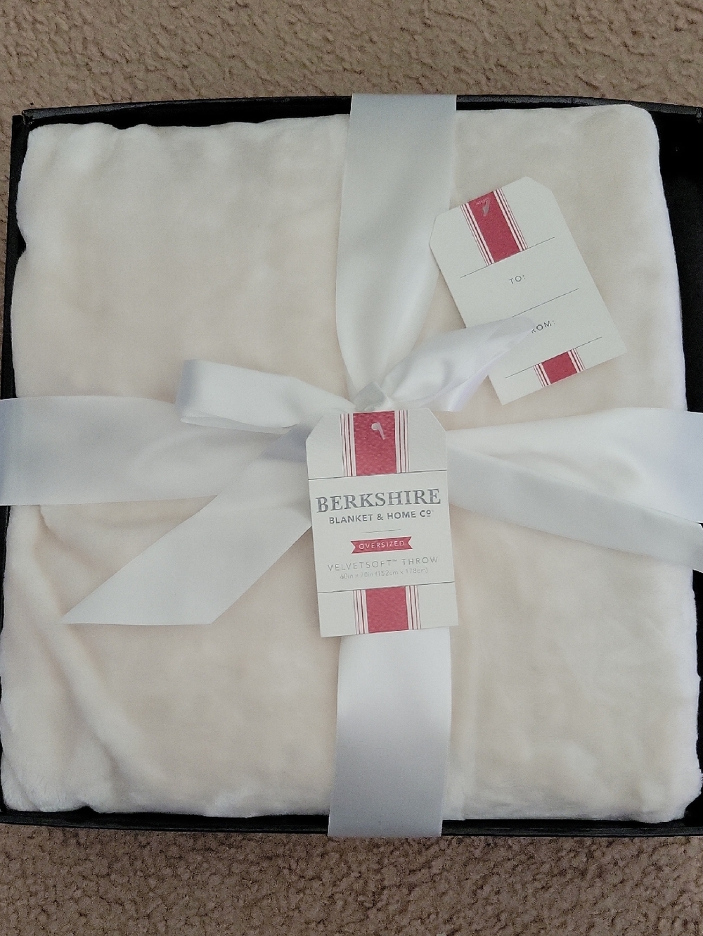Berkshire Cream VelvetSoft Plush Throw 60x70 NWT